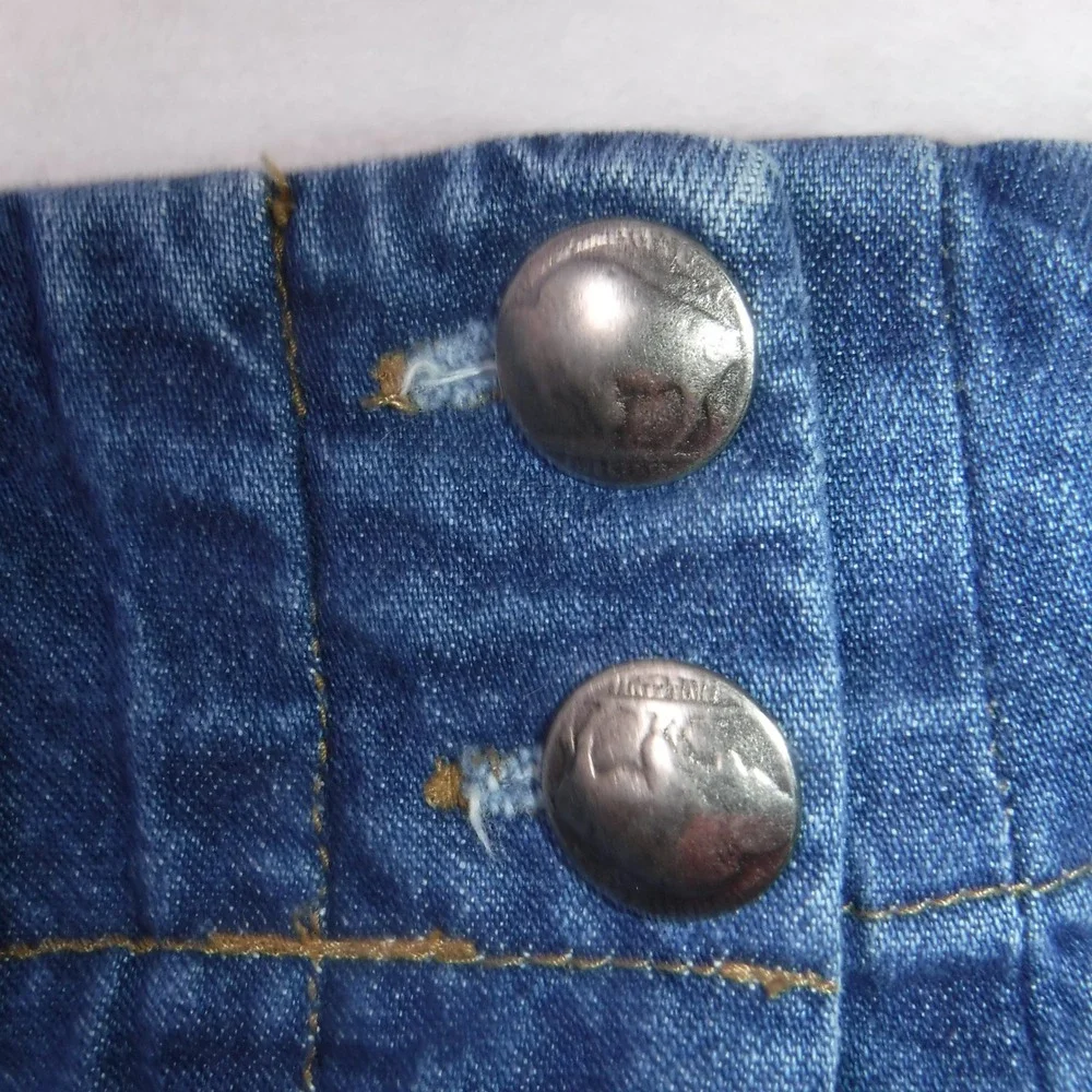 VTG Original TY Wear Denim Wrap Skirt Women 20W Blue Midi Buffalo Nickel Buttons - Picture 3 of 9